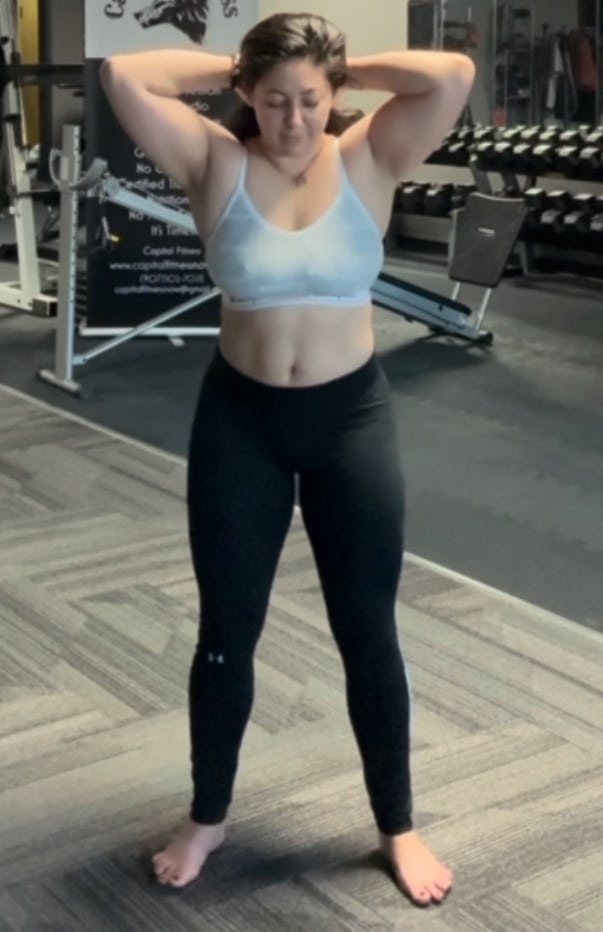 Ana after 3 months of training at Capital Fitness, in the gym